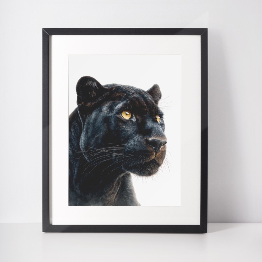 Watercolor Black Jaguar Wall Art Print Unframed - Majestic Jungle Elegance - Picture 2 of 6